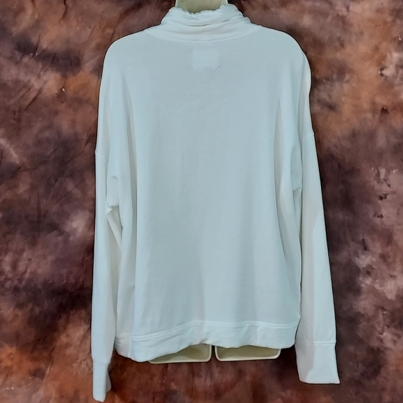 Aerie Offline OTT Fleece Sweatshirt Drawstring Cowl Neck White L - Picture 3 of 8